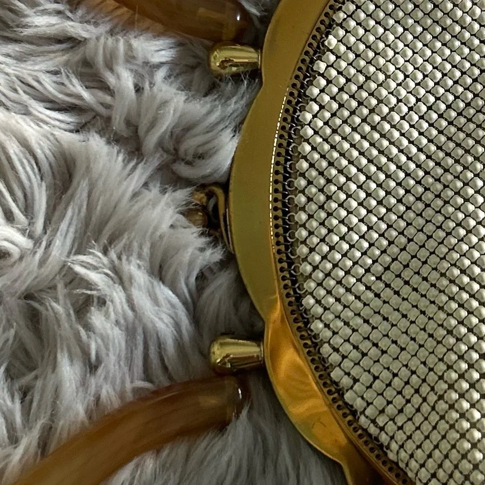 1940s vintage Whiting and Davis mesh Bakelite  top handle beaded bag - Picture 9 of 12